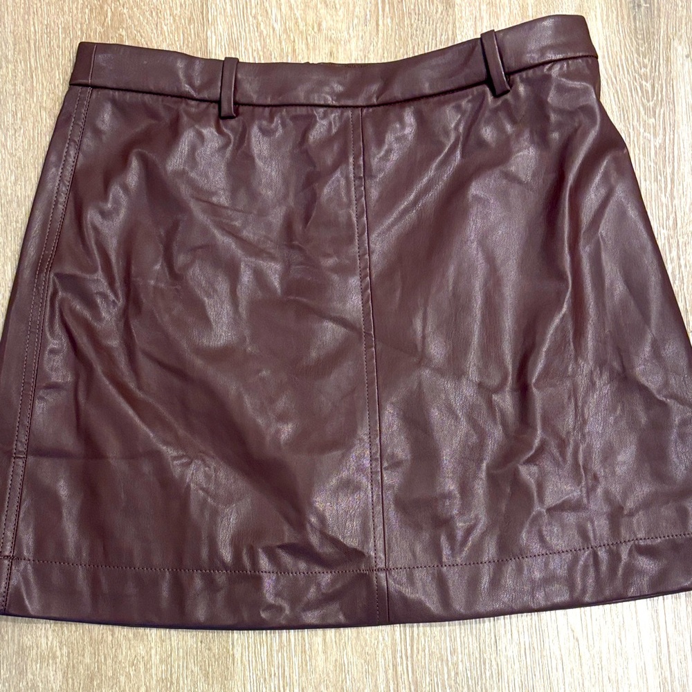 Brand new J Crew buttery soft Faux Leather A-Line Mini Skirt - chocolate brown